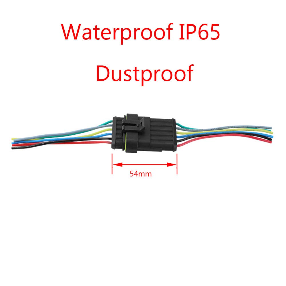 Esupport 6 Pin Way Car Auto Waterproof Electrical Connector Plug Socket Kit With Wire Awg Gauge Marine Pack Of 5