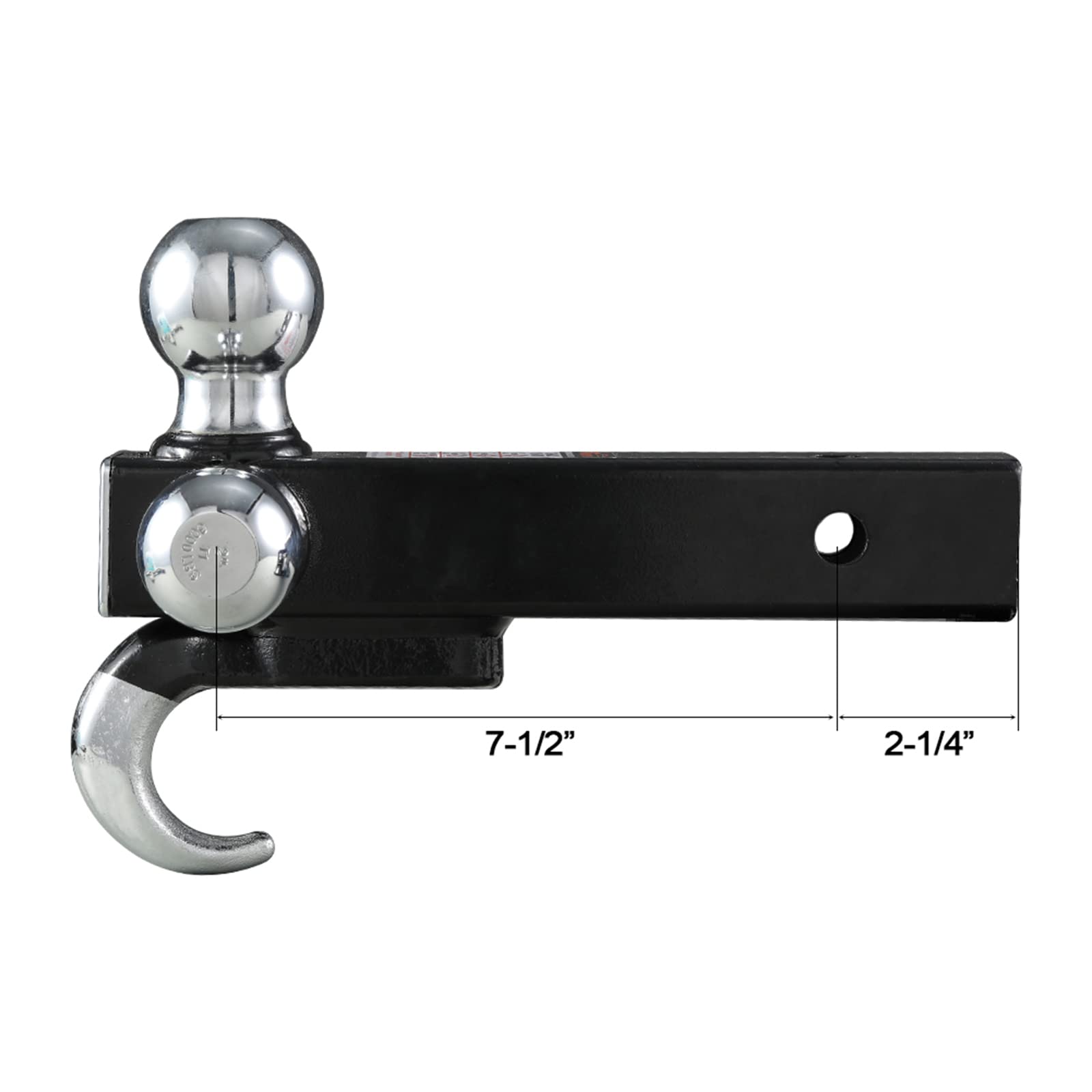Towever 84180P Towever 2 Inch Trailer Hitch Ball, Towing Tri Ball Mounts With Hook And Pin, Fits For 2 Inch Tow Hitch Receiver