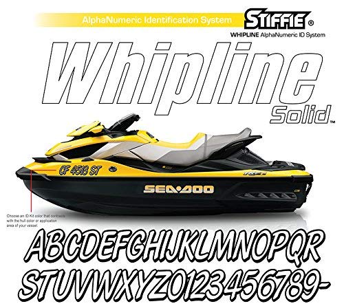 Stiffie Whipline Solid Metallic Gold/Black 3 Alpha-Numeric Registration Identification Numbers Stickers Decals For Boats & Personal Watercraft