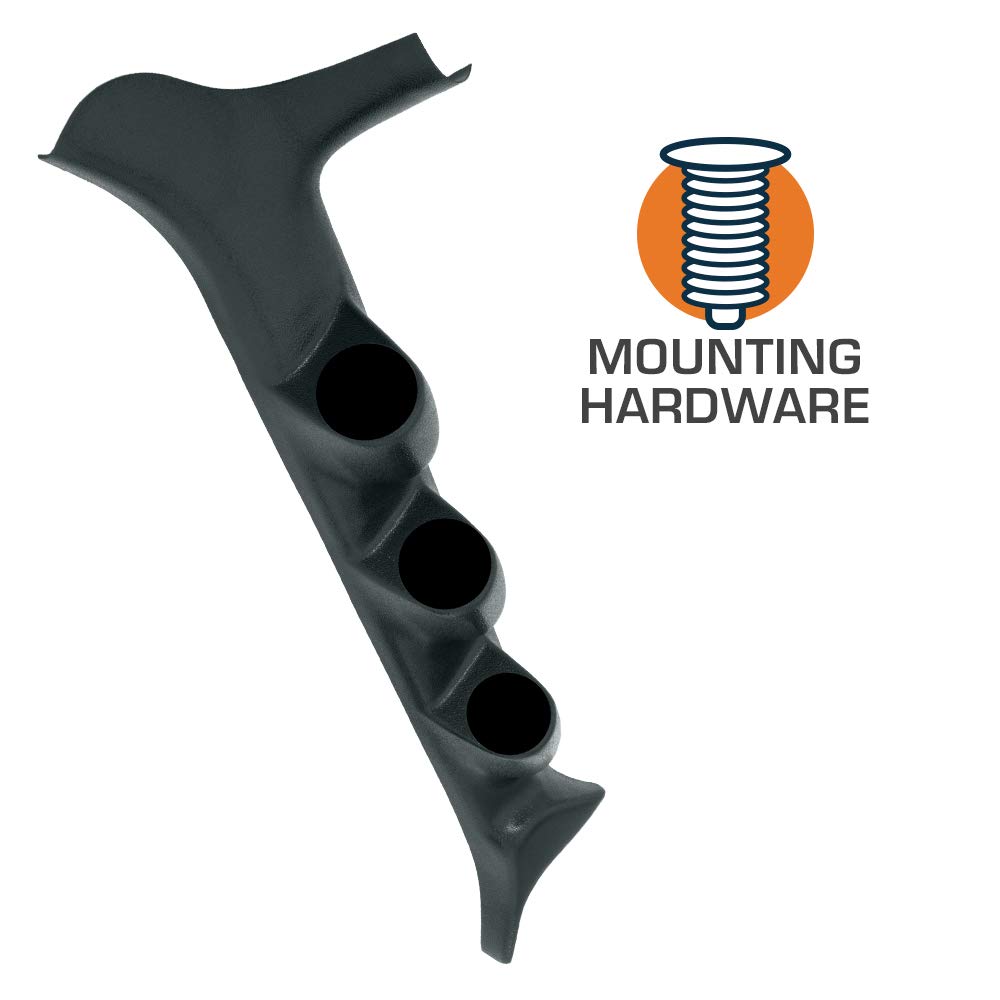 GlowShift Black Triple Pillar Gauge Pod Compatible with Ford F-Series F-250 F-350 Power Stroke 1992-1997 - ABS Plastic - Mounts
