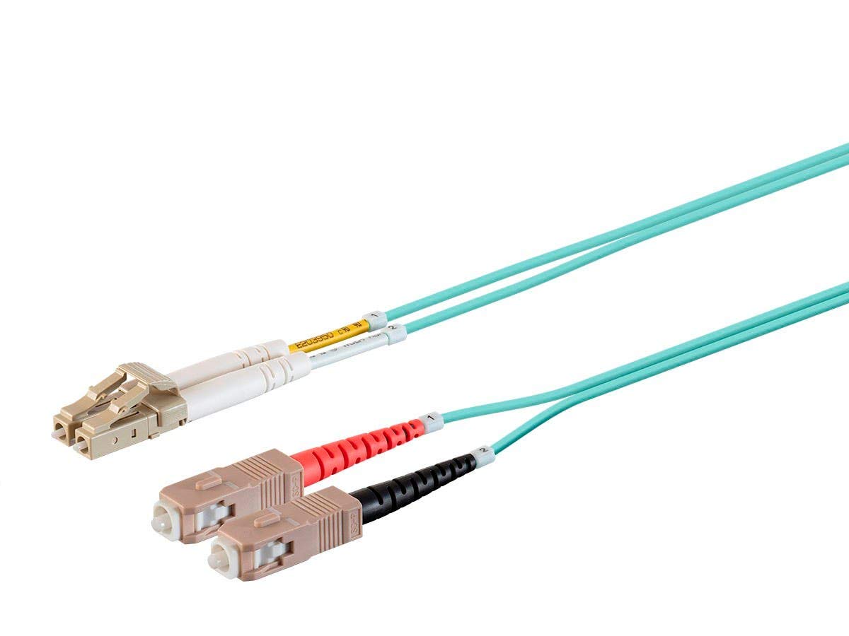 Monoprice MultiMode Om4 Fiber Optic Cable  LcSc Ul 50/125 Ofnr Duplex Aqua 5M