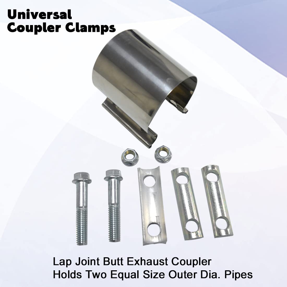 Elifecenter 3 inch Exhaust Lap Joint Butt Clamp, Stainless Steel 3'' Muffler Band Clamp fit over OD 3 inch Pipes