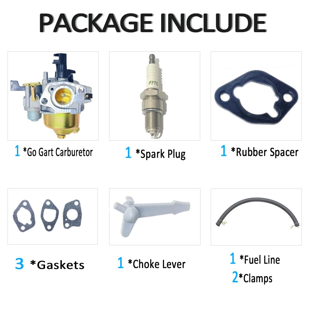 QYMOTO Carburetor for Coleman CT200U & Mini Bikes, Includes Spark Plug, Fits Huayi P19, 196cc-212cc Engines