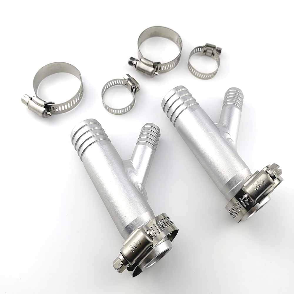 BBBBOX Aluminum Y Fittings for UTV SXS RZR CAN AM - 1 Inch to 5/8 Inch - Silver - Model BBBBOX