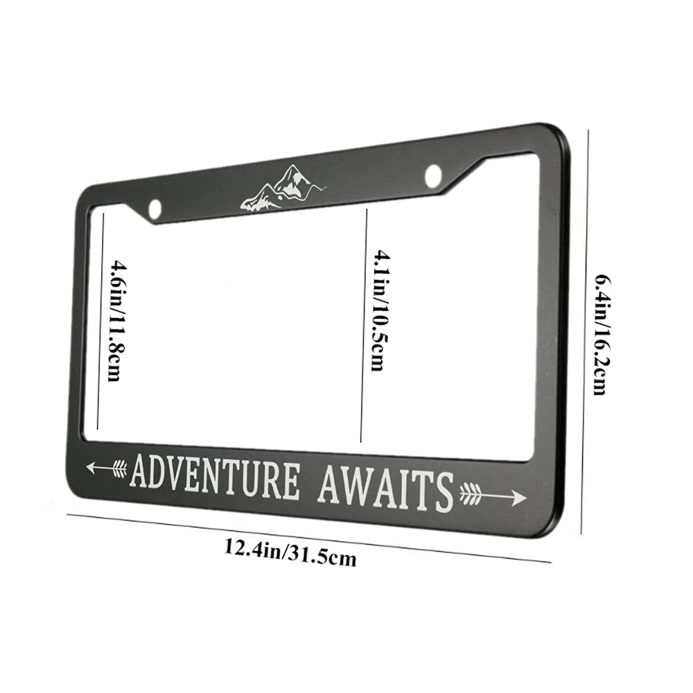 Ofloral Adventure Awaits Aluminum Alloy License Plate Frame Snow Mountain Feather Arrow White Applicable To Us Standard Car Meta