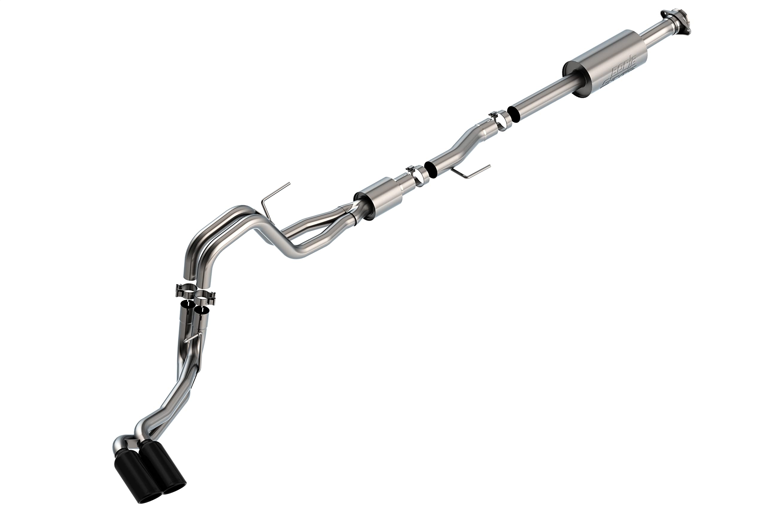 Borla 140874Bc Cat-Back Perf. Exh. Sys. For 2021-2023 F-150 V8 (Exc. Tremor & Black Appear. Pkg.) S-Type Sound Dual Right Side Exit Dual 4' Round Black Chrome Tip On Each Tailpipe