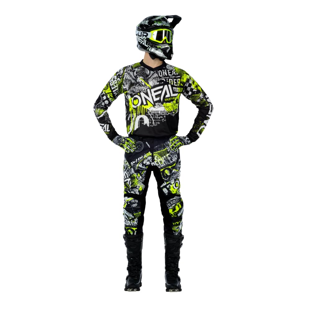 O'Neal 0108-827 Unisex-Adult Element Attack Pant (Black/Hi-Viz, Youth Size 28)