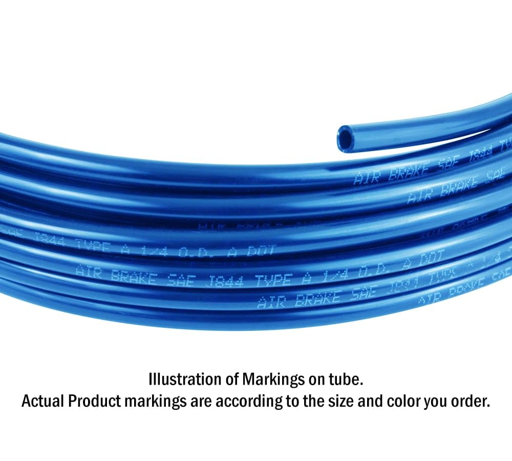 Mytee Products 1/4'' Od X 100' Blue Sae J844 Nylon Air Brake Tubing Dot Approved | Pneumatic Nylon Air Line Hose For Air Brake S