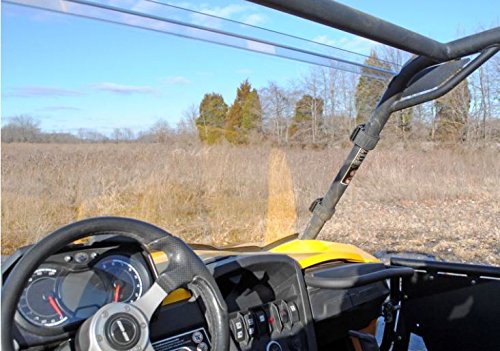 SuperATV Heavy Duty Full Front Windshield for 2011-2020 Can-Am Commander 800/1000 | Clear Polycarbonate | Easy Install