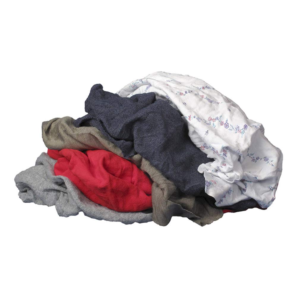 Buffalo Industries (10087PB) Recycled Multicolored T-Shirt Cloth Rags, 8 lb. bag, All-Purpose Rag for Cleaning, Paint Spills and