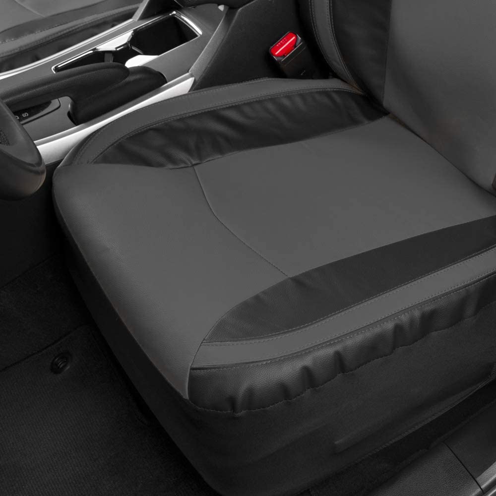 Motor Trend Gray Faux Leather Car Seat Covers For Front Seats - Premium Automotive Bucket Seat Covers, Made For Vehicles With Re