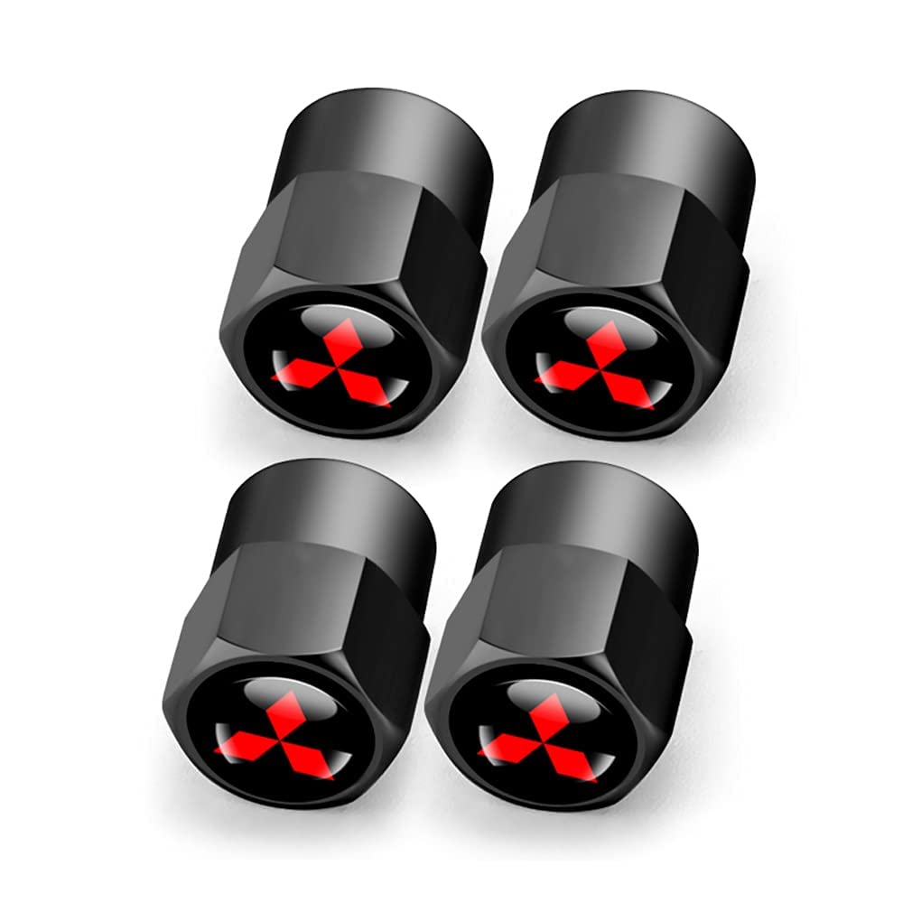Hisport Hex 016 Black 4Pcs Universal Car Tire Valve Stem Caps Air Cover Fit Mitsubishi Accessories