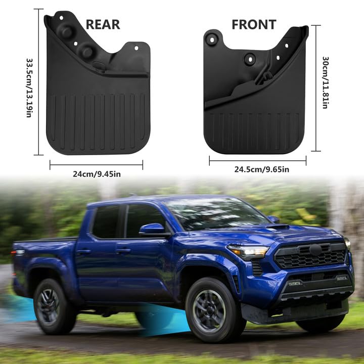 Gpaentsn Mud Flaps Compatible with Toyota Tacoma 2024 2025, 4PCS Front & Rear Side No Drill Splash Guard Exterior Accessories