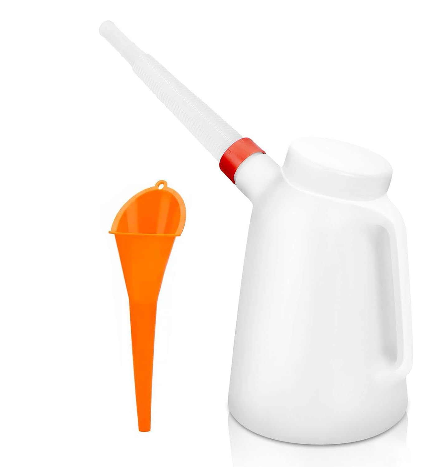 2 Quart Oil Jug, Oil Measuring Container Automotive and Flexible Oil Funnel Set Oil Dispenser Automotive Motor Oil Container wit