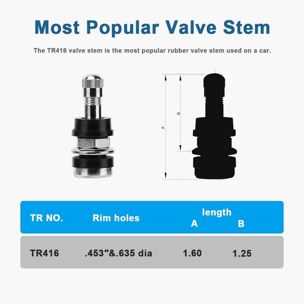 5Pcs Tr416 Tire Valve Stems - Outer Mount Metal Valve Stem High-Pressure Metal Clamp-In Valves For 0.453 And 0.625 Rim Hole