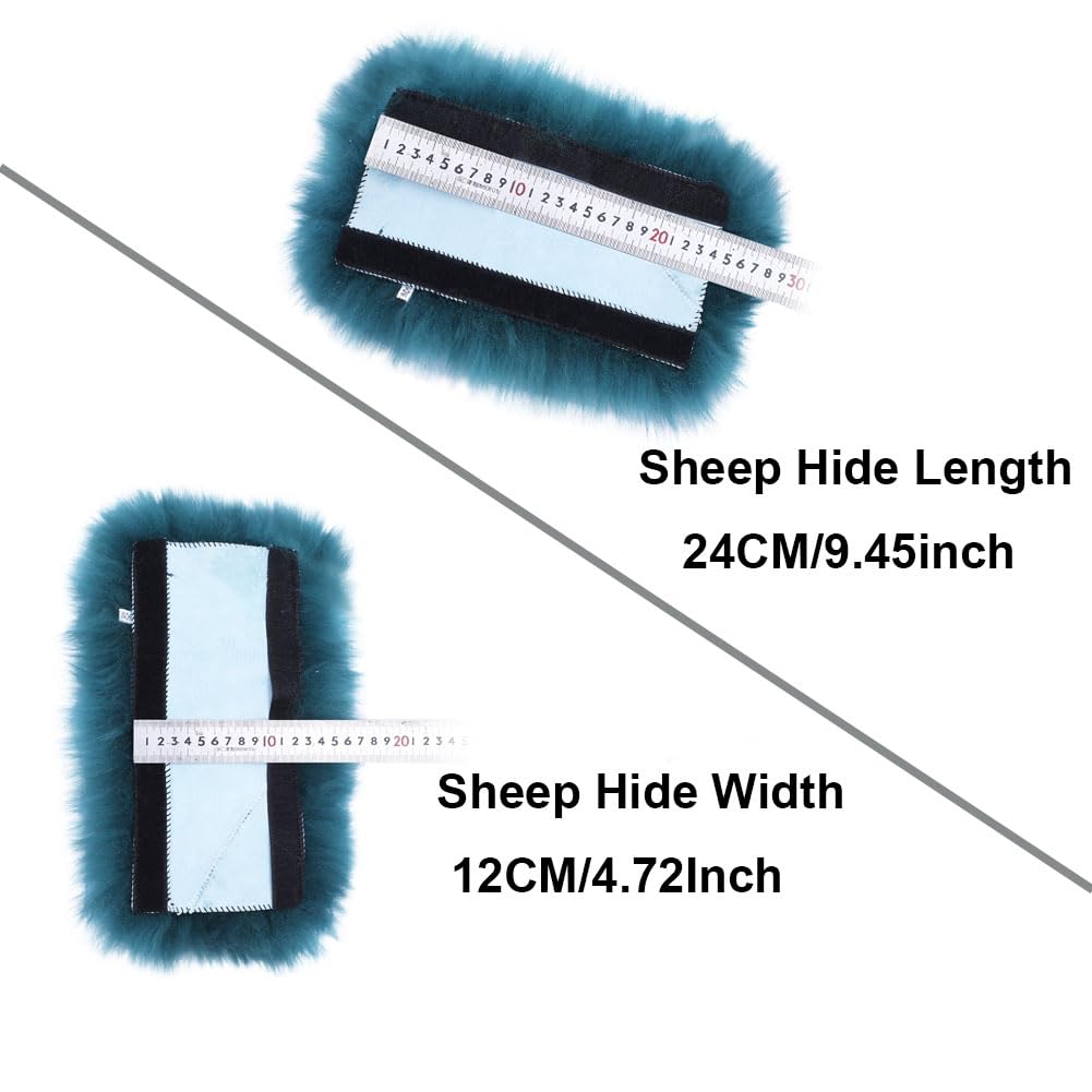Long Wool Sheepskin Seat Belt Covers, Seatbelt Pads For Adults Kids Women Dogs Universal Car 2 Pack (Wolf Tipped)