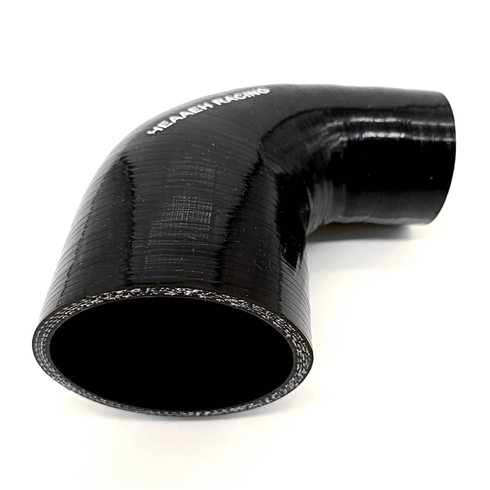 Heaaeh Racing 90 Degree Id 2.5 Inch To 3.0 Inch 4Ply Reducer Silicone Hose Black (63-76Mm)