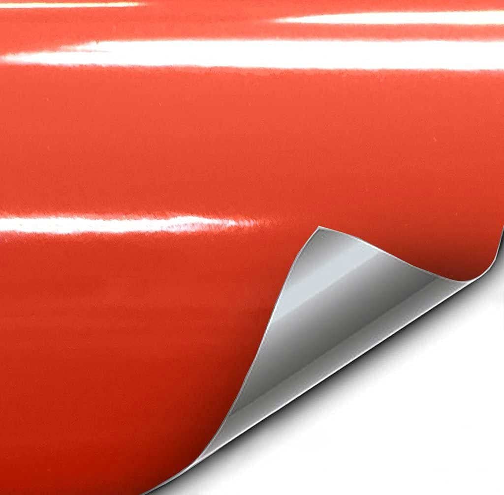 Vvivid+ Premium Vinyl Wrap Film (1.49Ft X 5Ft, Gloss Arancio Argos Red Orange)