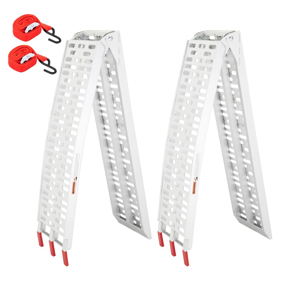 Tuffiom 7Ft Aluminum Truck Ramps 1500Lbs Capacity,2Pcs Folding Loading Atv Ramps For Pickup Trucks Bed, Trailer Ramp With Load S