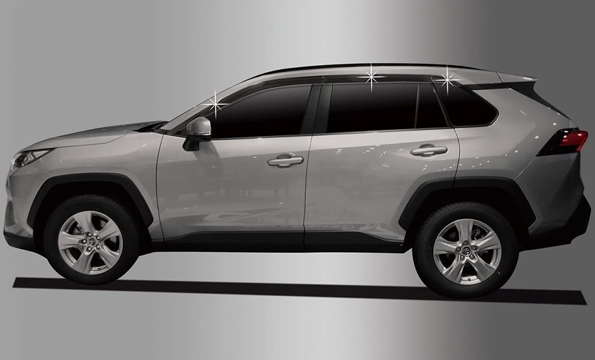 AUTO CLOVER Tape-On Rain Guards for Toyota Rav4 2019-2024, Dark Smoked, 6 Pcs, Out-Channel Window Deflectors, ABS Material