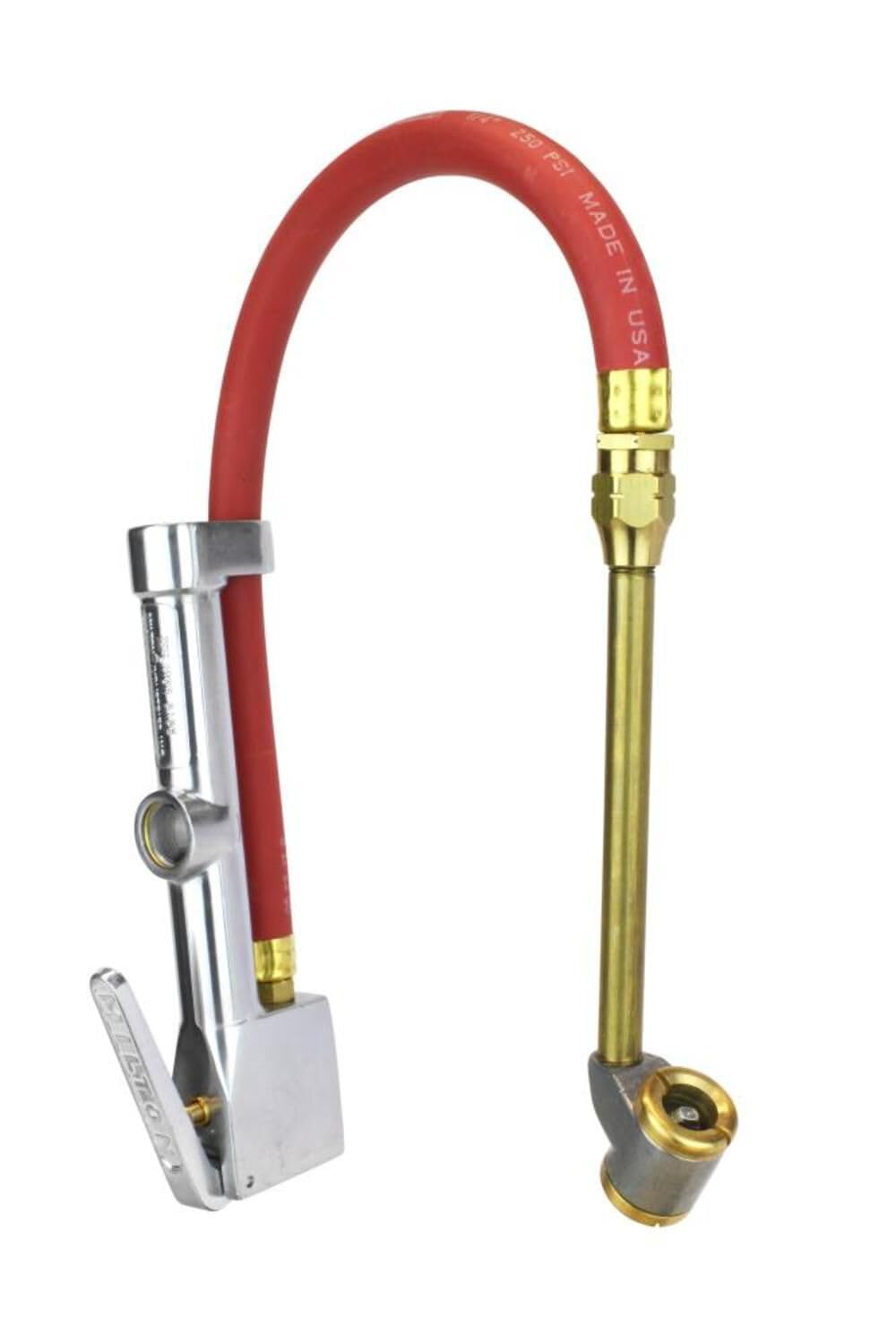 Milton 08-A1-506 Analog Tire Inflator with Pressure Gauge, 15'' Hose Large Bore Dual Head 10-160 PSI, Made In USA