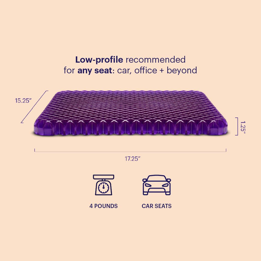 Purple Simply Seat Cushion - Pressure Reducing GelFlex Grid for Car Seats, Travel - Comfortable Support, Lightweight Design