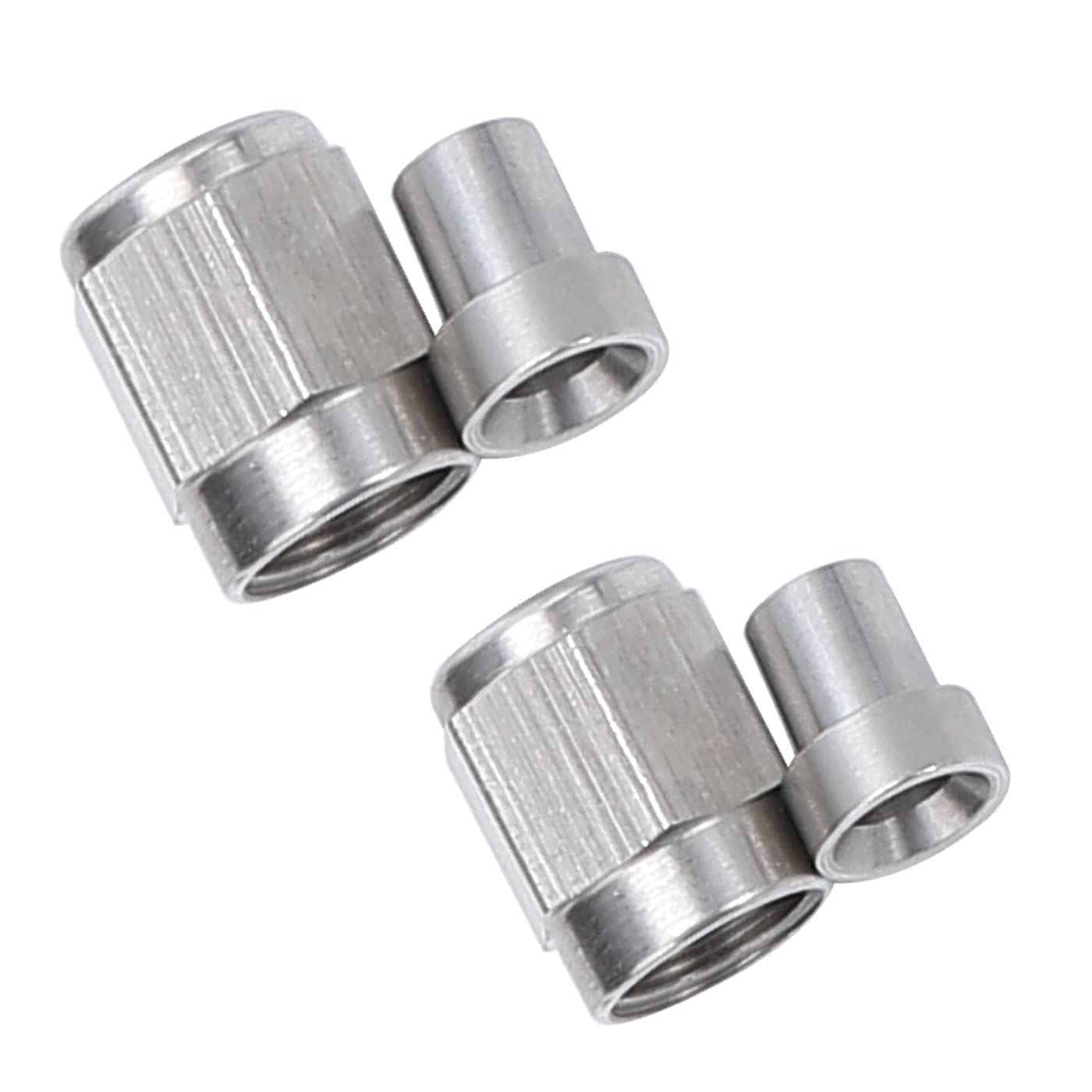 Ac Performance 2Pcs Stainless Steel Hardline Fitting -3 An Female Tube Nut And Sleeve For 3/16'' 4.76Mm Outer Diameter Alloy Tub