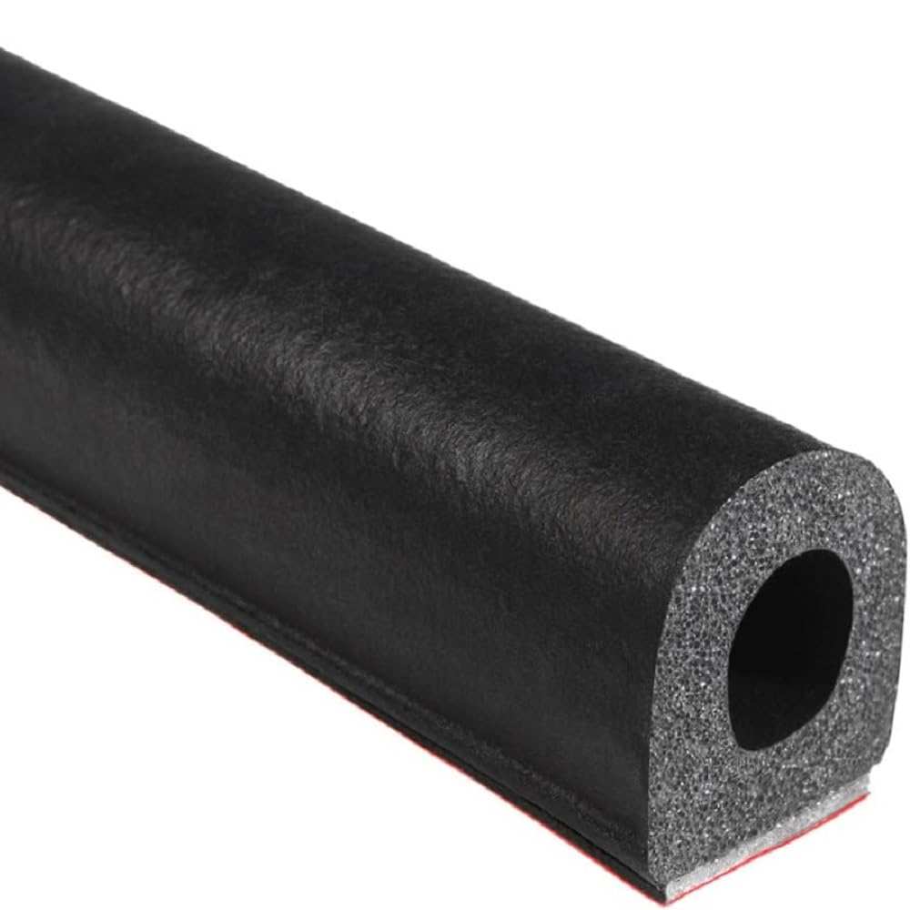 Trim-Lok D-Shaped Rubber Seal - .75    Height.75    Width, 25 Length - Epdm Foam Seal W/Bt (3M) High Strength Bonded Tape, Weath