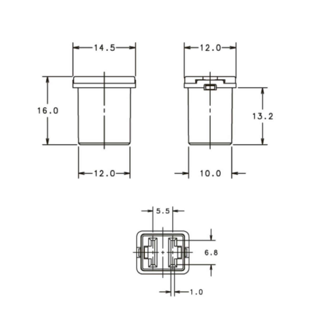 25 Amp Jcase Fuse Fmx-25 Low Profile Fuse Female Maxi Fuse Mini Automotive Box Shaped Fuses (10 Pack)