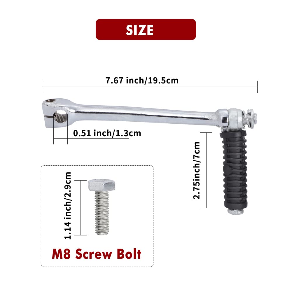 motoparty Kickstart Lever Starter for Honda Z50 C70 CT70 XL70 S90 - Silver, Model MTP-M07-H-05