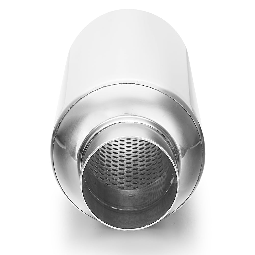Lcgp 2.25'' Inlet Universal Resonator, 2.25'' Outlet 13.77'' Overall Length Stainless Steel High Performance Muffler, Polished,