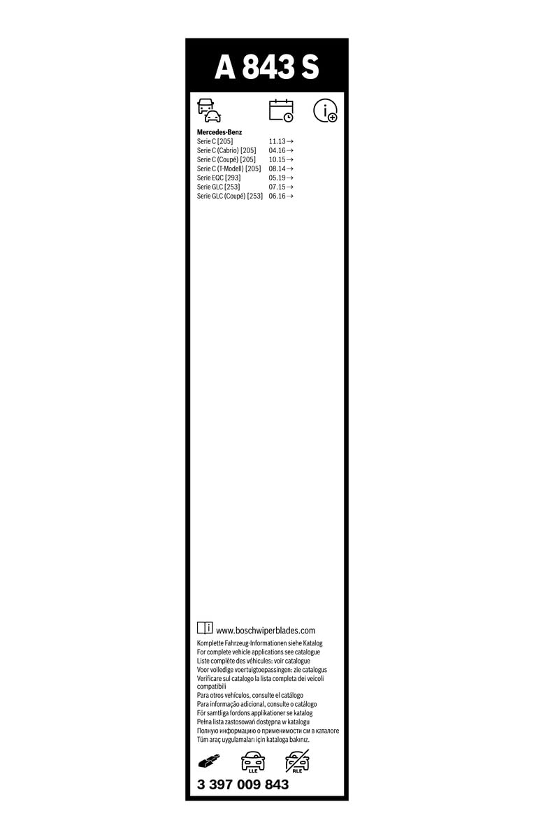 Bosch AeroTwin Wiper Blades Set of 2 (22" & 22") - OE Replacement, Black Rubber, Model 3397009843