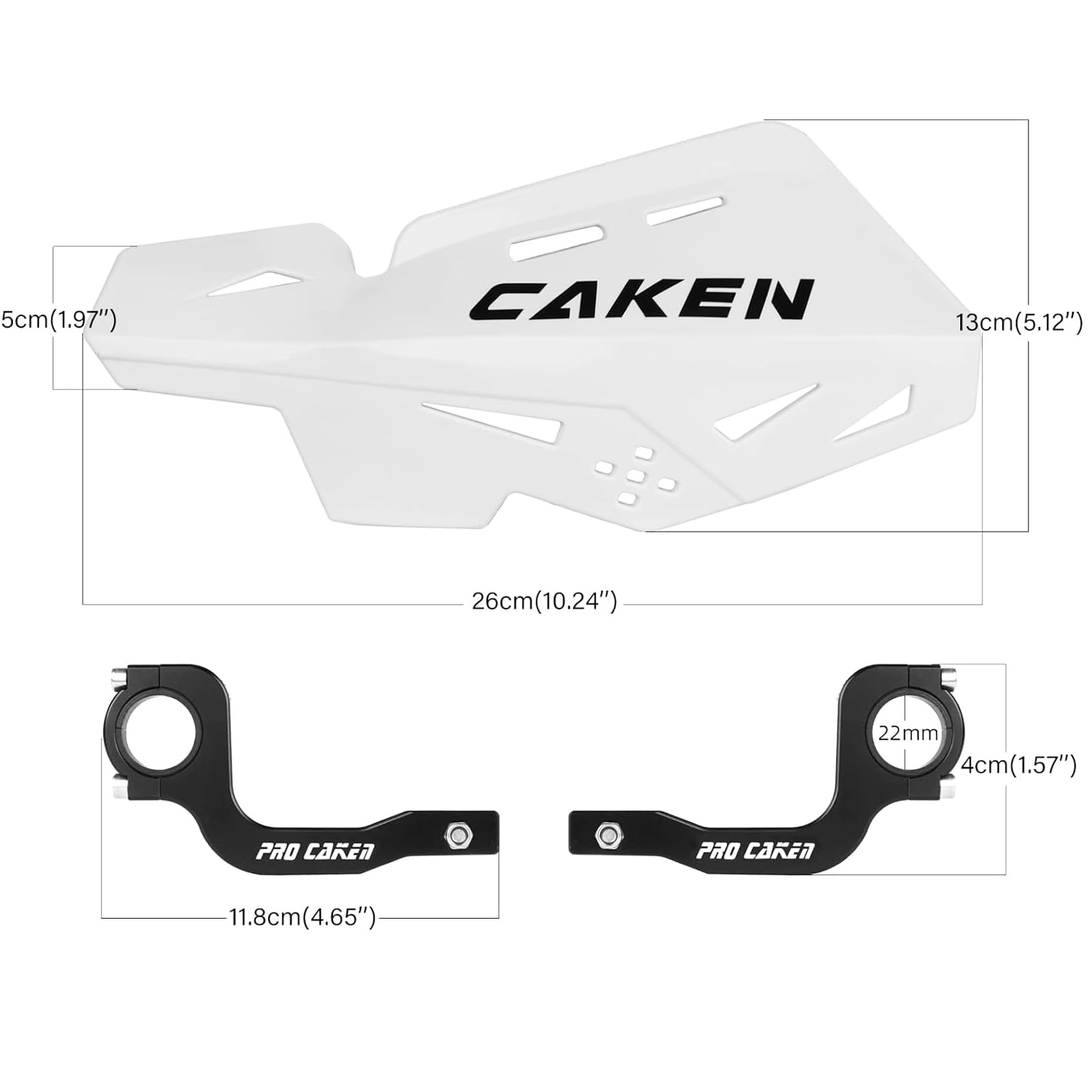 PRO CAKEN Dirt Bike Handguards - 7/8" & 1 1/8" CNC Aluminum Brackets - White