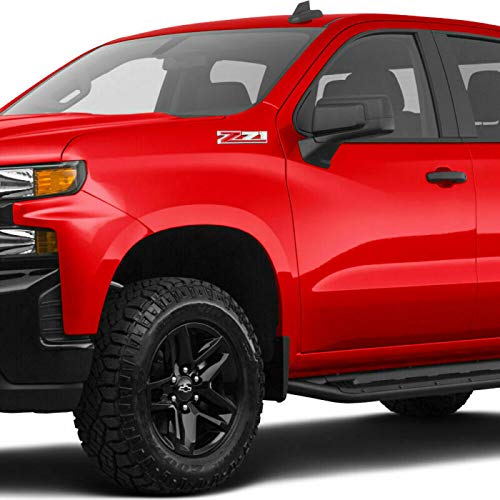 Aimoll 2X Large Z71 Fender Emblem Badge Decal Replacement for 2019-2021 Chevy Silverado - Chrome Red, Plastic