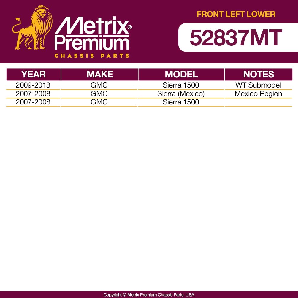 Metrix Premium Chassis Parts - Front Left Lower Control Arm W Ball Joint & Bushing Assembly Fits 07-14 Cadillac Escalade, 07-13