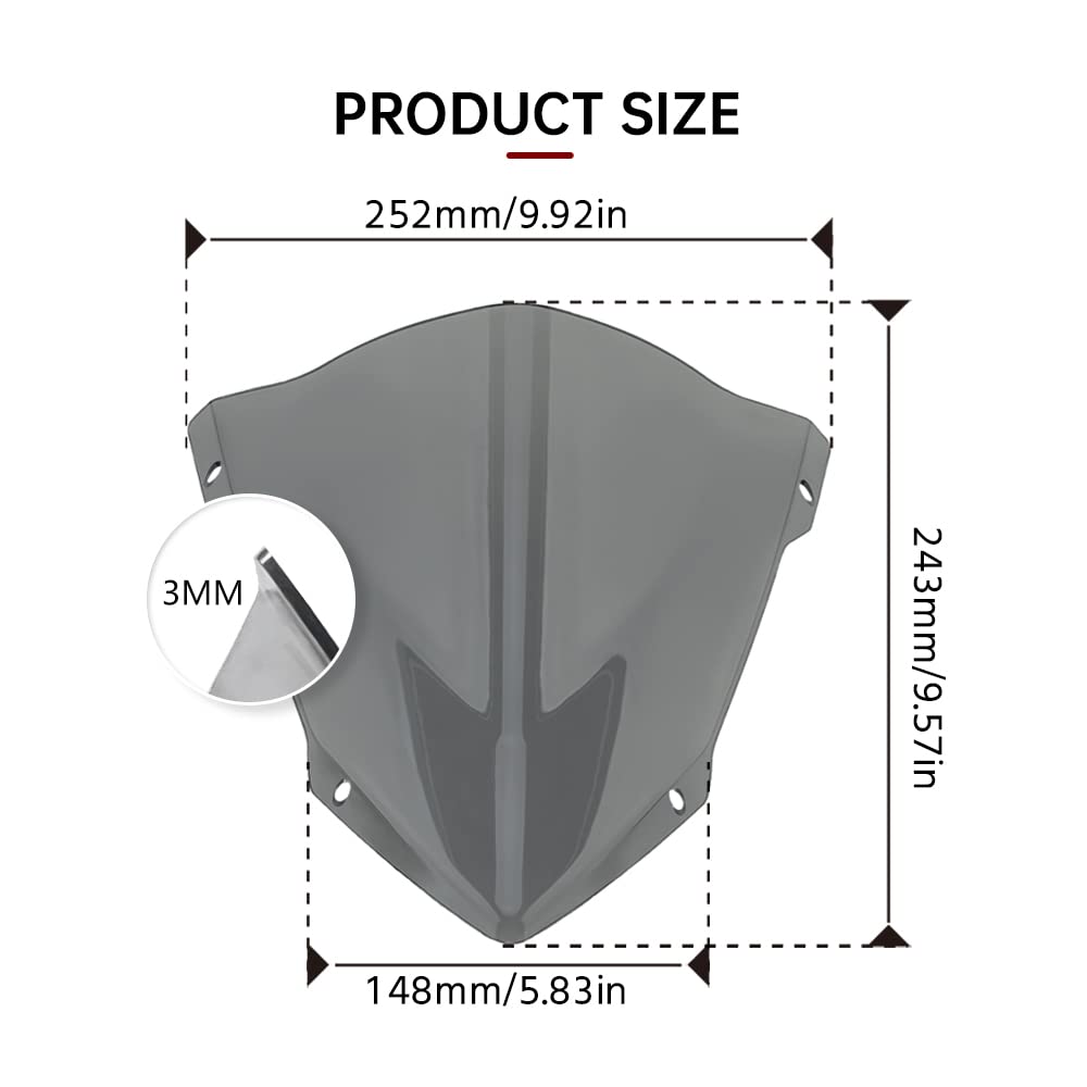 Kucehiup Motorcycle Windshield Windscreen Sports Visor Fits For Yam Mt03 Mt25 Mt-03 Mt-25 2020 2021 2022 2023 2024 20-24