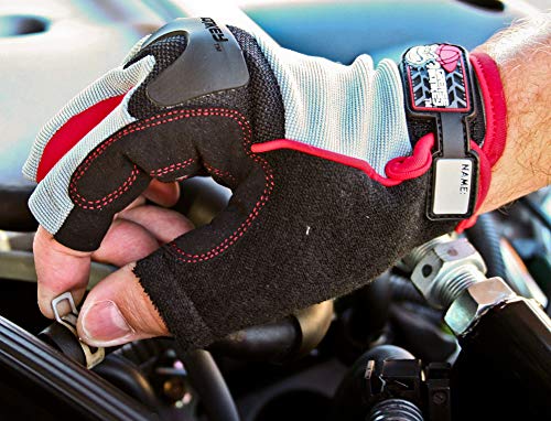 GREASE MONKEY Fingerless Gloves, Rubber, X-Large, Black, Model 22104-23