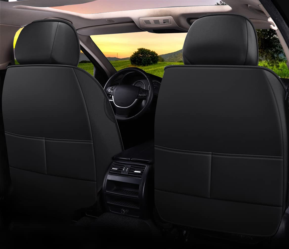 YXQYOEOSO Comfortable Leather Auto Car Seat Covers 5 Seats Full Set Universal Fit (Black & Orange)