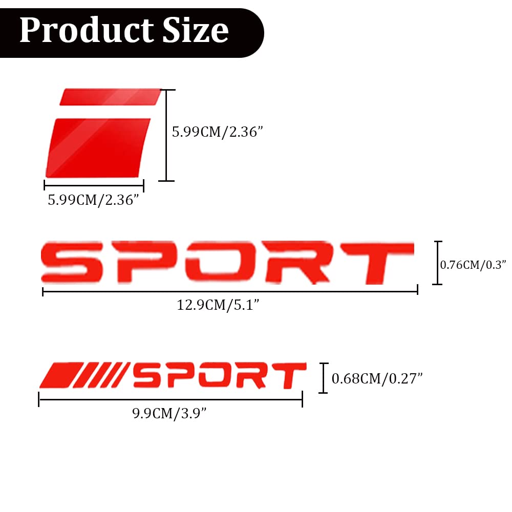 Pincuttee 14pcs Vinyl Car Decal Stickers, Red Sport Logo Wheel Rim & Bumper Emblems, Model PINCT07RE-14PC