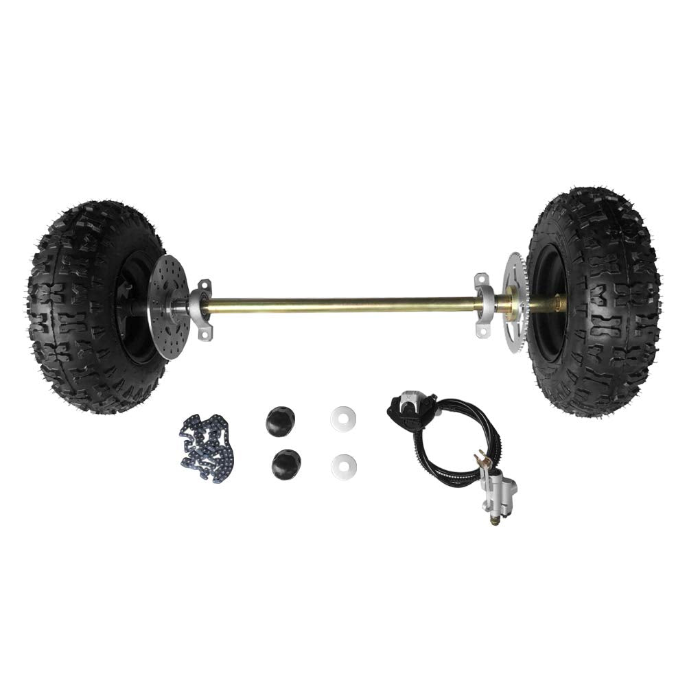 Togarhow Go Kart Rear Axle Assembly Kit - 29" Wheel Hub, 13x5-6 Tires, Metal, Red Metallic, Includes Brake Assembly & T8F Chain