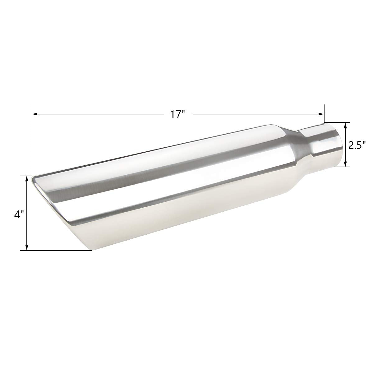 Lcgp 2 Pcs 2.5' Inlet Exhaust Tips,2.5' Inlet X 4' Outlet X 17' Overall Length, Weld On, Polished, Universal Stainless Steel Diesel Exhaust Tailpipe