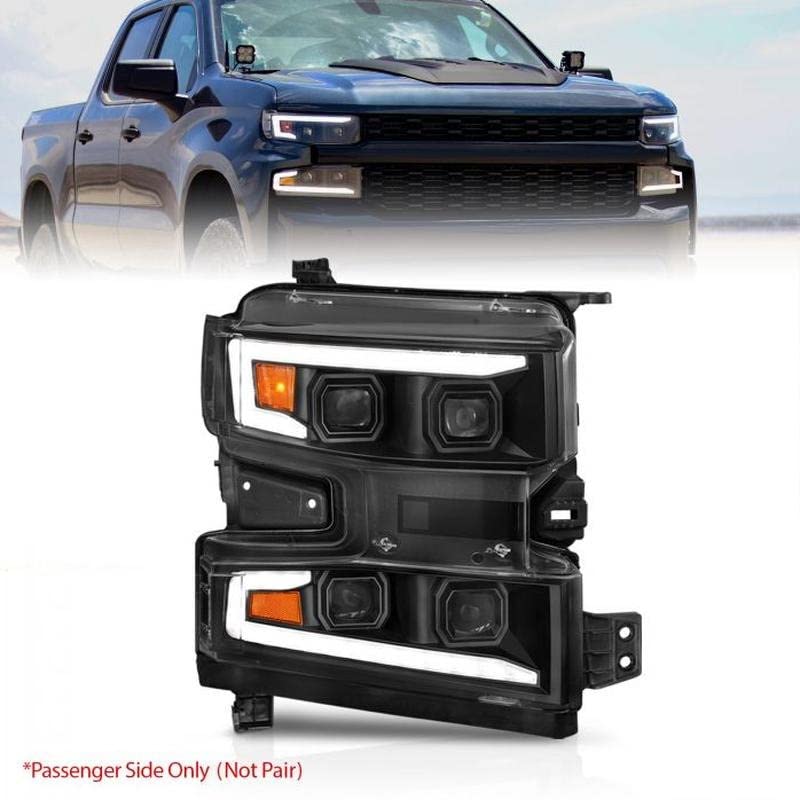 Anzo Usa Anzo - 19-22 Chevrolet Silverado 1500 Led Proj Hl W/Lgt Bar Swbk Seq. Blk W/In. Light - Passenger Side (111566-R)