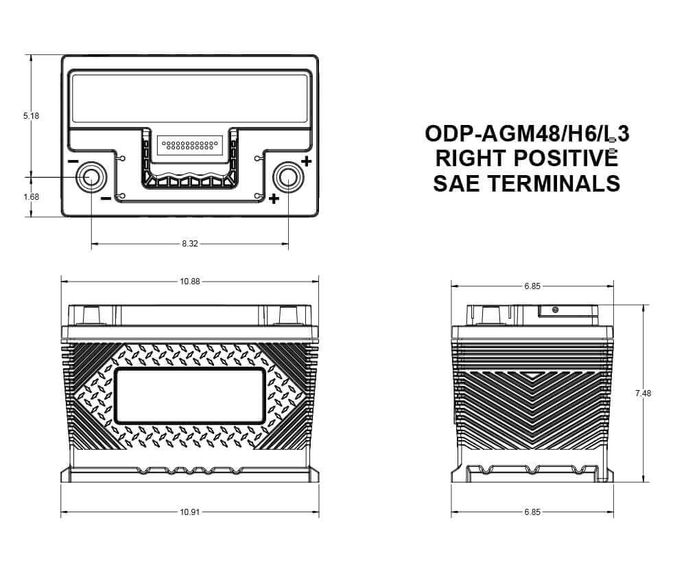 ODYSSEY Performance Series AGM Battery - Model ODP-AGM48 H6 L3, High-Performance, Reliable Power Solution