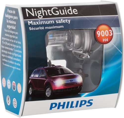 Philips 9003 NightGuide Headlight Bulb - Pack of 2, High-Performance Automotive Lighting