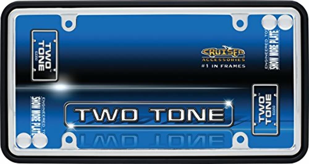 Cruiser Accessories 63350 Two Tone License Plate Frame, Chrome/Black W/Fastener Caps, 1 Frame
