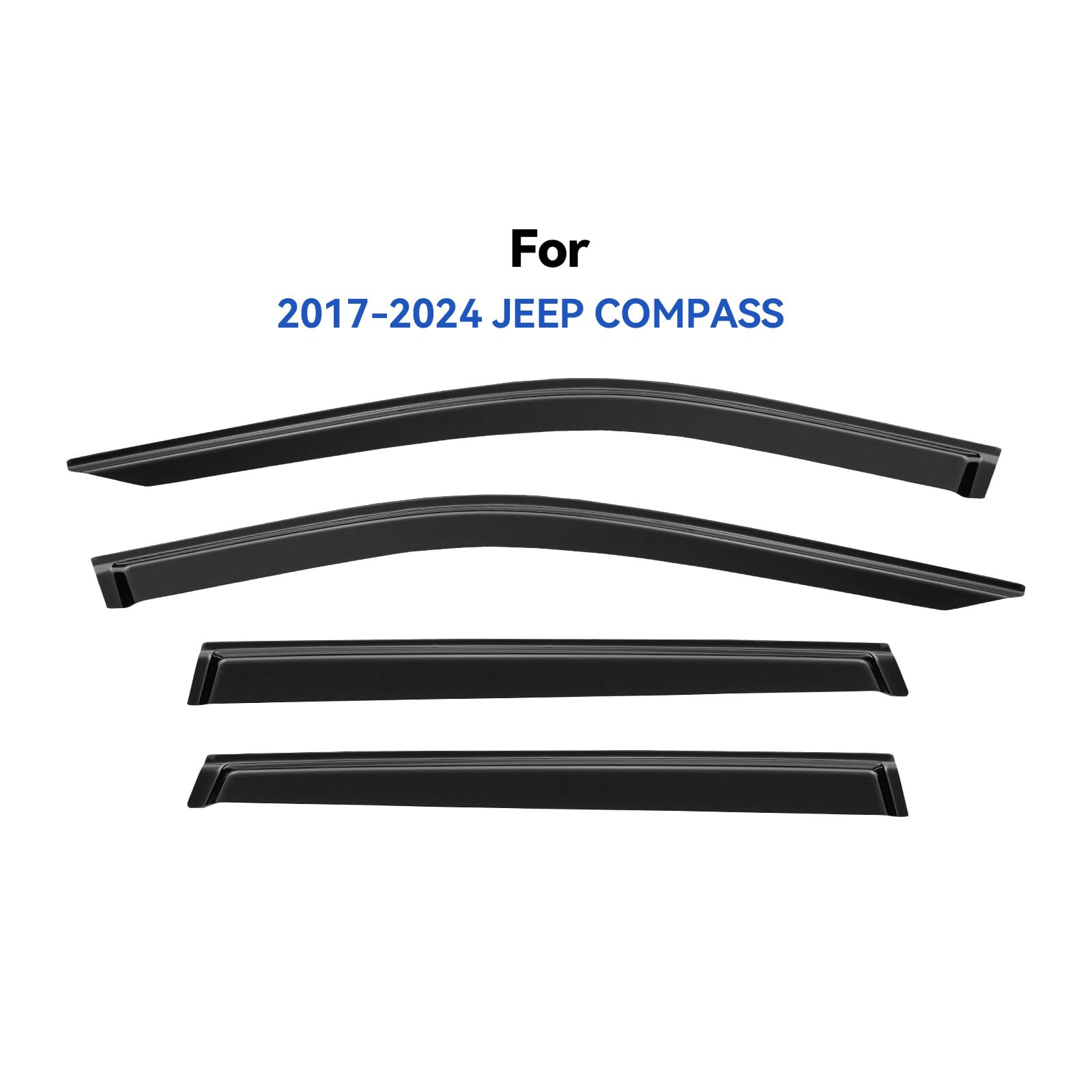 YQAUTEC Window Visors Rain Guards, Smoked Acrylic Deflectors for 2017-2025 Jeep Compass, Model YD-300