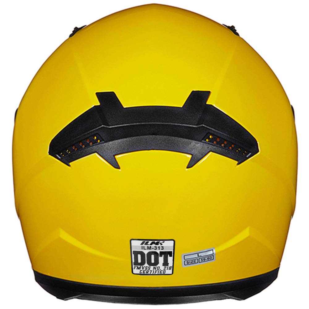Ilm Full Face Motorcycle Street Bike Helmet With Removable Winter Neck Scarf + 2 Visors Dot Model-Jk313 (L, Yellow)
