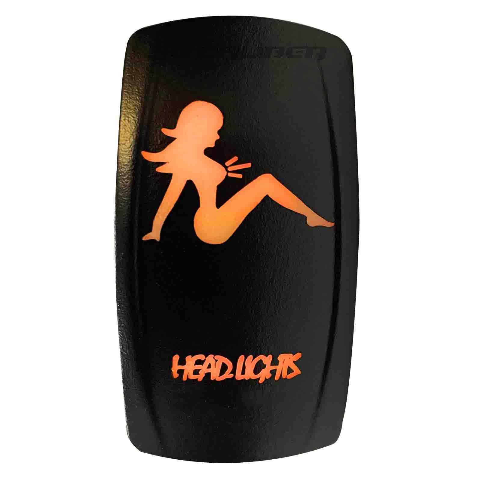 50 Caliber Racing Rocker Switch On/Off Led Backlit -Headlights- Utv, Auto, Boat 20A 12V (5362A25 Orange)