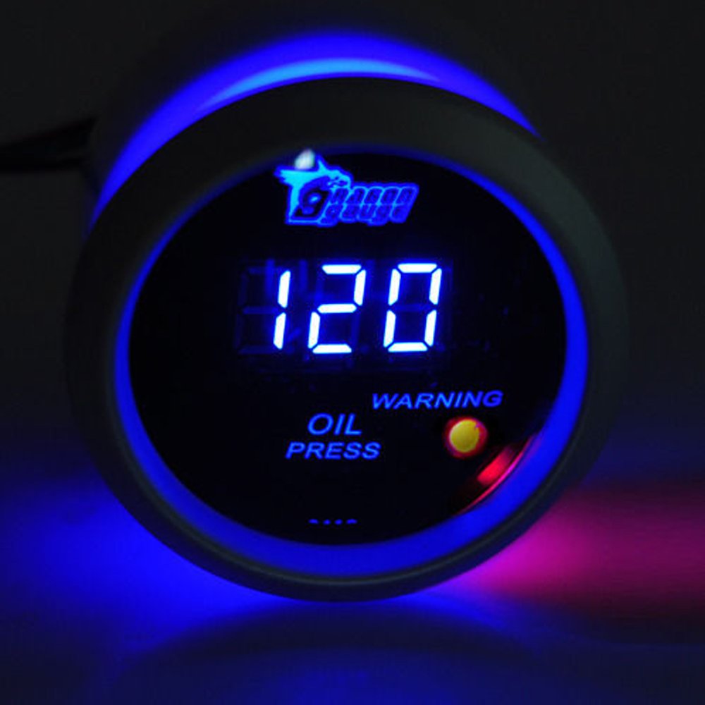 Esupport Car 2' 52Mm Digital Oil Press Pressure Gauge Blue Led