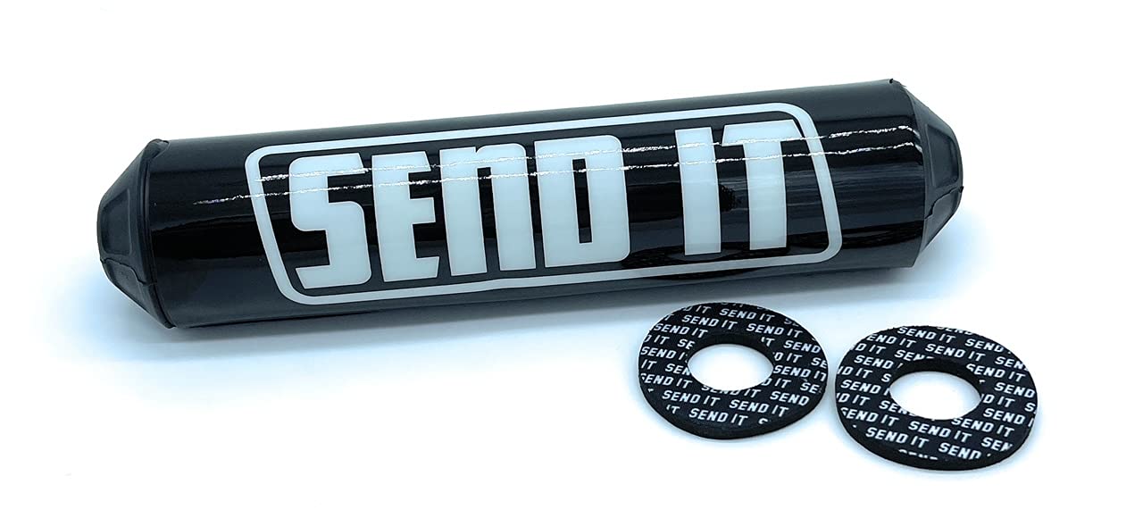 Send It Bar Pad With Free Donuts Handlebar Dirtbike Atv Crossbar (Black, Round)